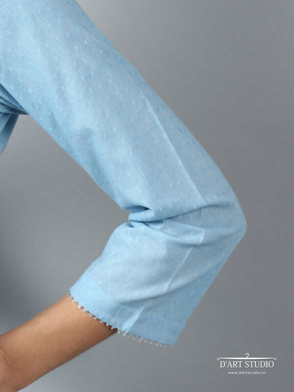 Hand Embroidered Blue Cotton Kurta