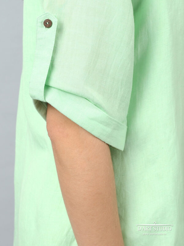 Hand Embroidered Green Linen Top
