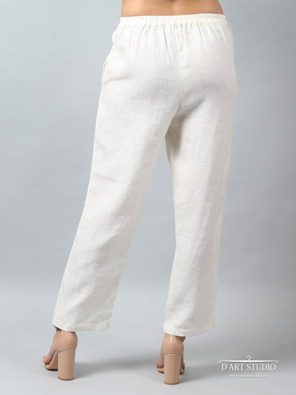 Hand Embroidered White Linen Pants