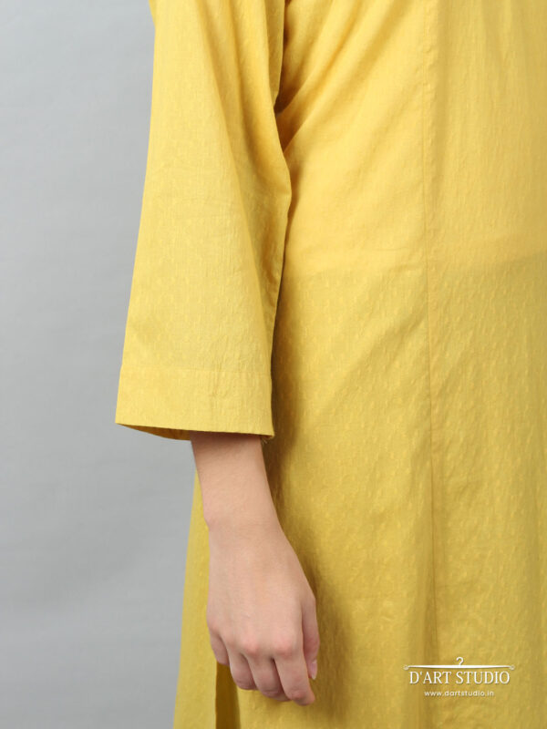 Hand Embroidered Yellow Cotton Kurta
