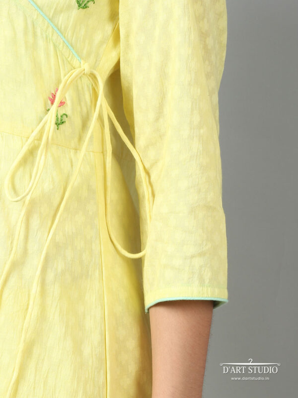 Hand Embroidered Yellow Cotton Kurta