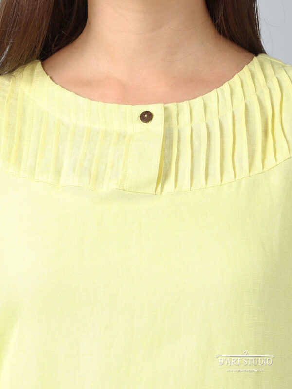 Hand Embroidered Yellow Linen Dress DARTSTUDIO2144