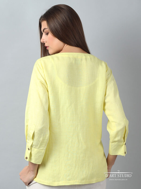 Hand Embroidered Yellow Linen Top