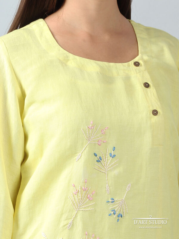 Hand Embroidered Yellow Linen Top