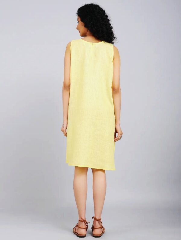 Hand Embroidered Yellow Linen Dress DARTSTUDIO DS2102