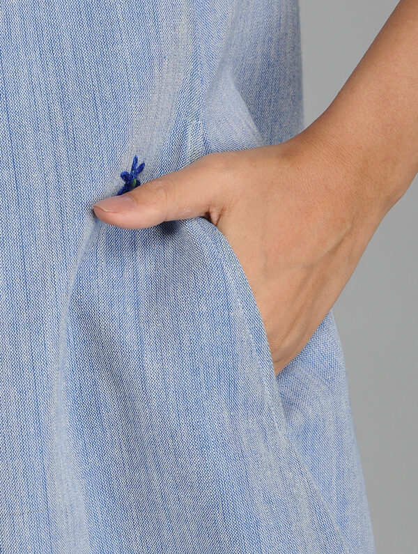 Hand Embroidered Blue Cotton Dress DARTSTUDIO DS2125