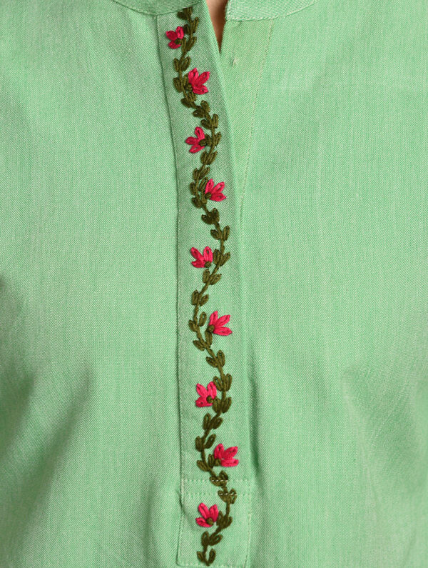 Hand Embroidered Green Cotton Top DARTSTUDIO DS1122