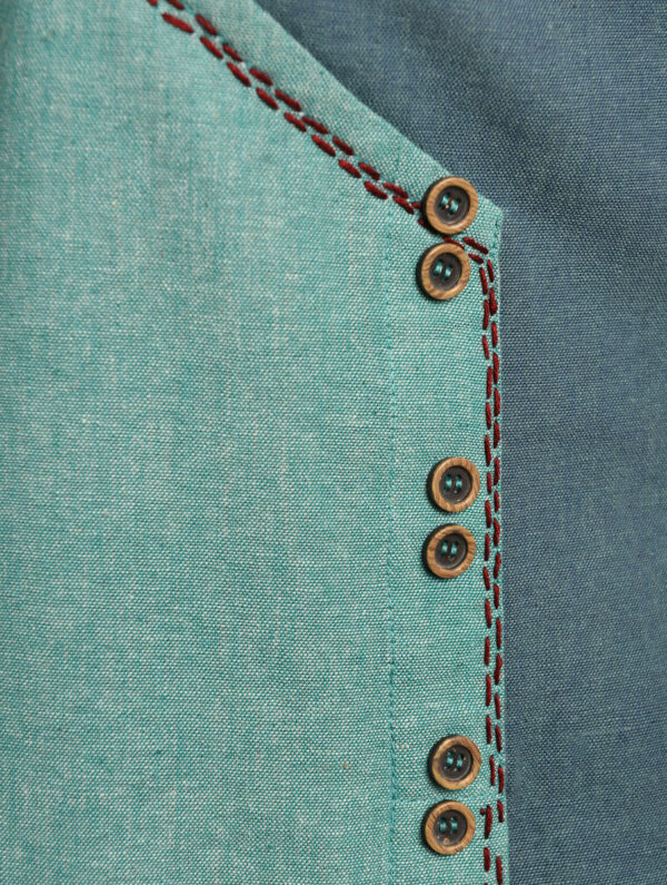 Hand Embroidered Blue Green Cotton Top DARTSTUDIO DS1123