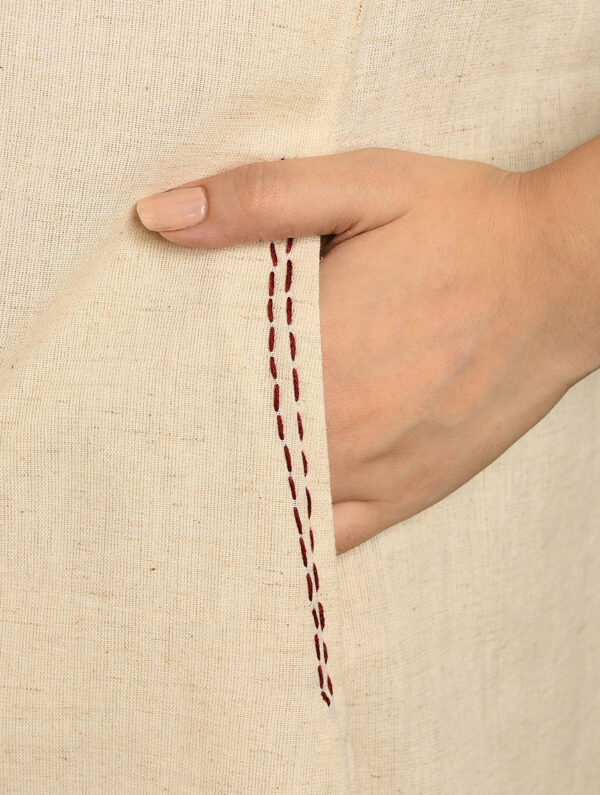 Hand Embroidered Off White Cotton Dress DARTSTUDIO DS2140