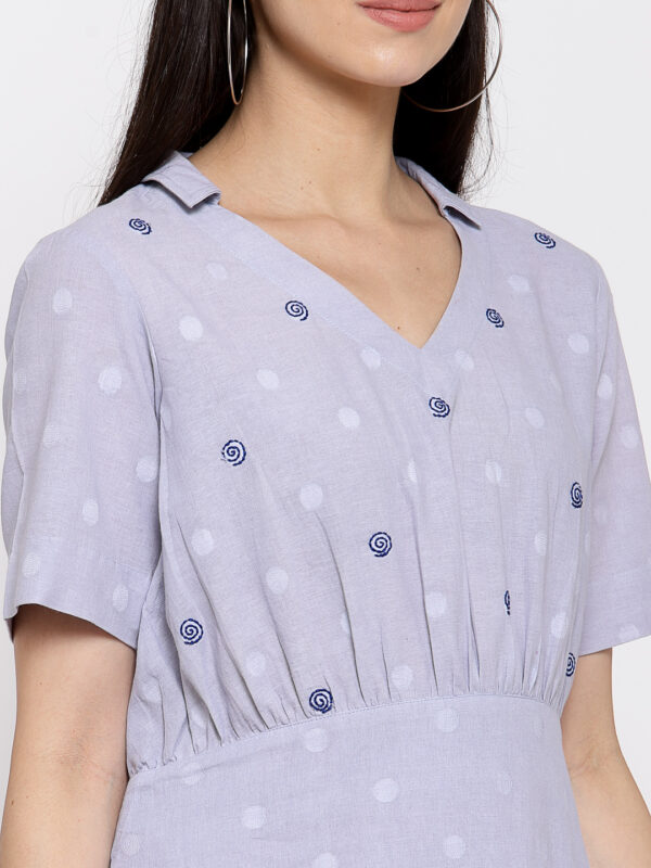 Hand Embroidered Light Blue Cotton Dress DARTSTUDIO DS2158