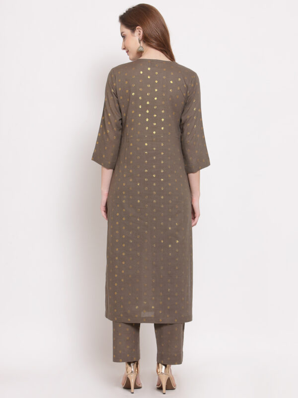 Hand Embroidered Green Cotton Kurta with Pants