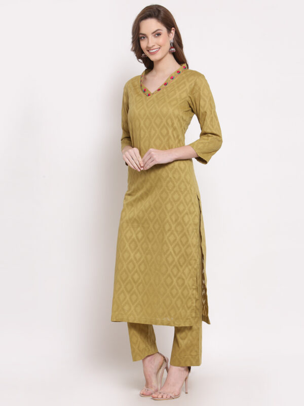 Hand Embroidered Green Cotton Kurta with Pants DART STUDIO DS10102