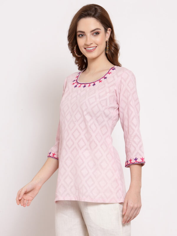 Hand Embroidered Pink Cotton Top DART STUDIO DS1147