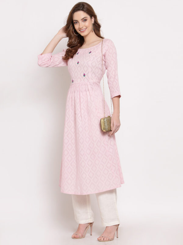 Hand Embroidered Pink Cotton Kurta with Pants DART STUDIO DS10103