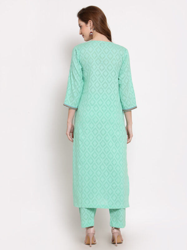 Hand Embroidered Green Cotton Kurta with Pants DART STUDIO DS10105