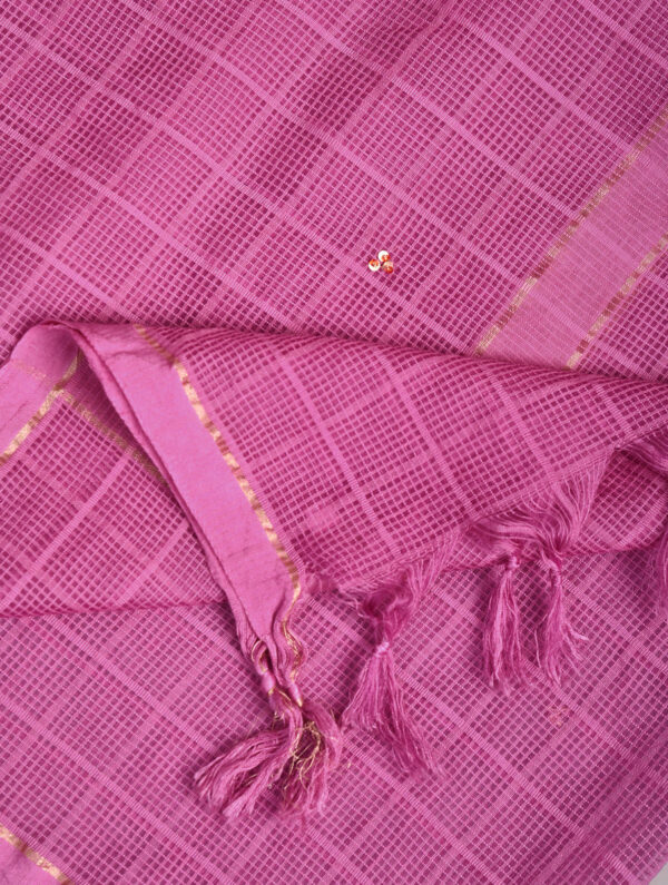 Hand Embroidered Organza Pink Dupatta