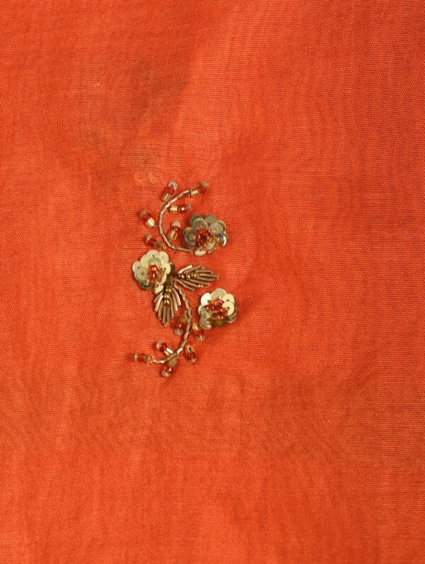 Hand Embroidered Chanderi Orange Dupatta
