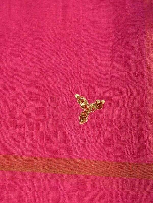 Hand Embroidered Chanderi Pink Dupatta