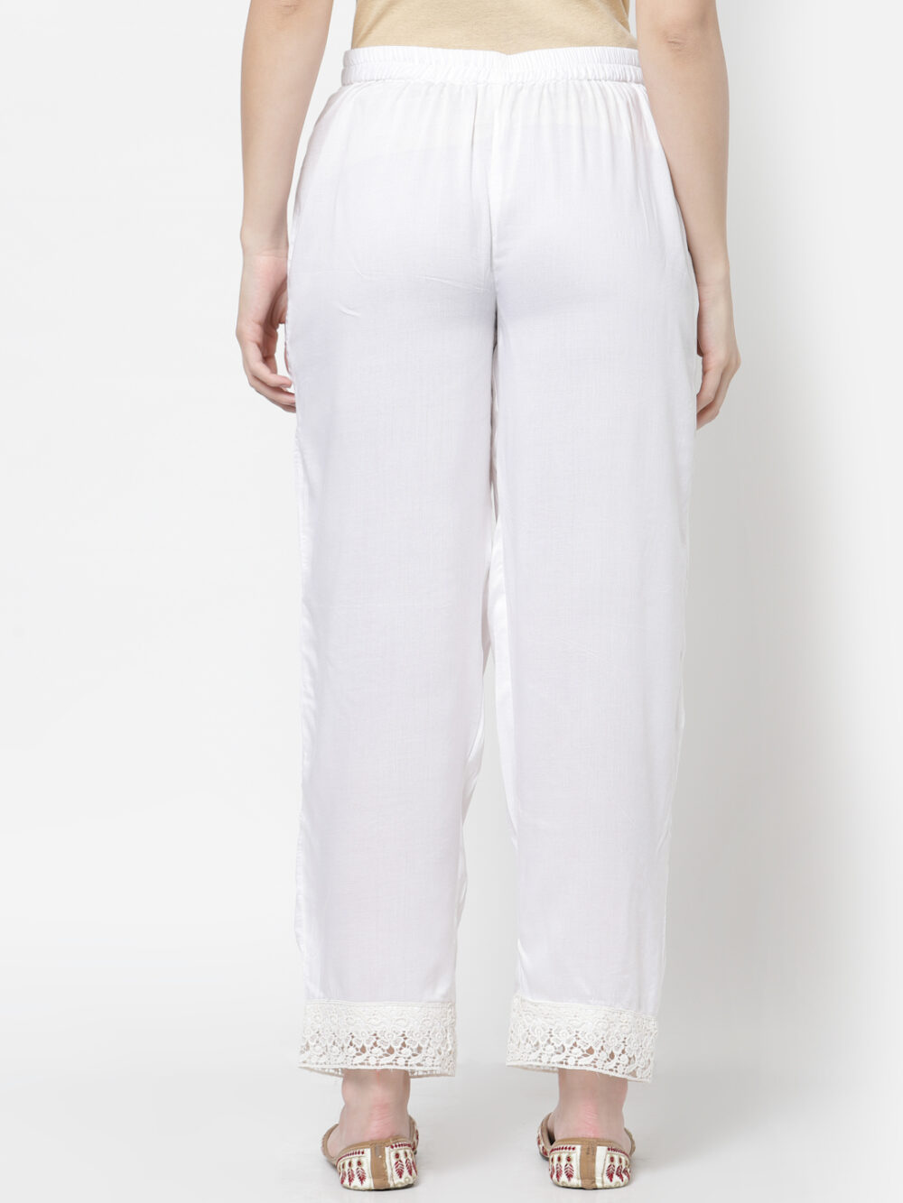Buy White Hem Design Cotton Palazzos Online at Rs.713 | Libas