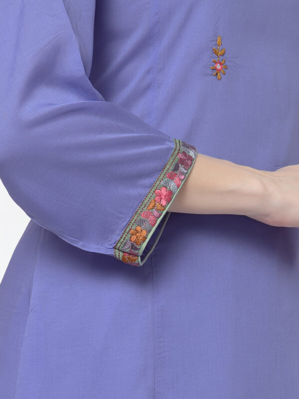 Hand Embroidered Blue and Mercury Ethnic Motifs Kurta
