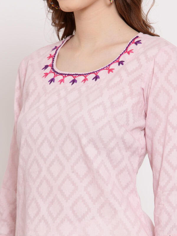 Pink Hand Embroidered Cotton Top